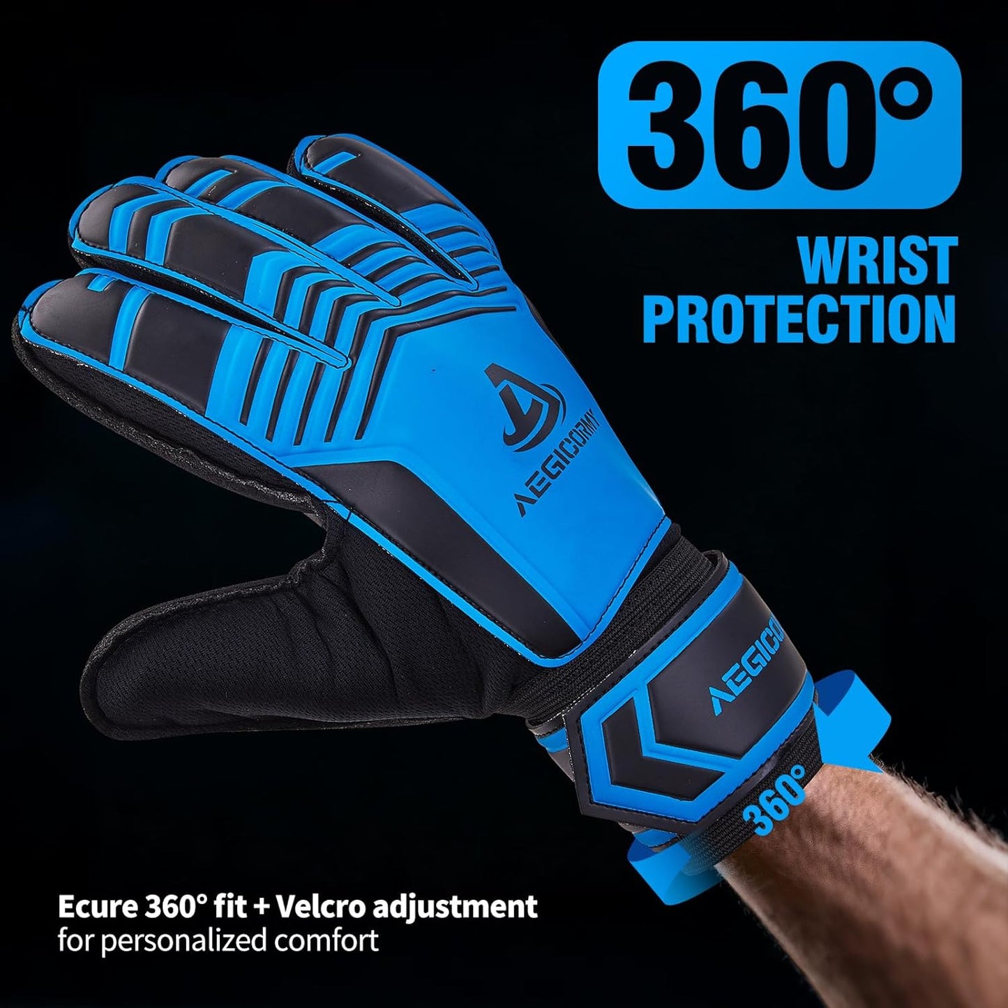 Skiennix Goalie Gloves - Breathable Soccer Gloves with Finger Protection | Extra Grip, Black/Green, Sizes 5-10