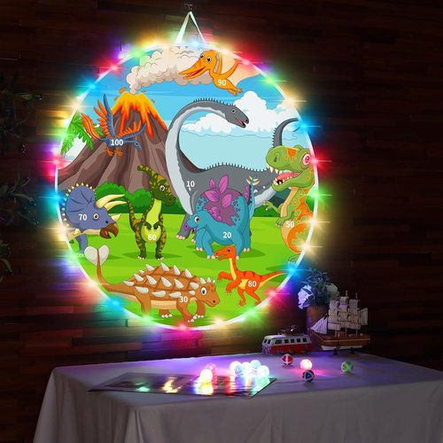 LED Dart Board by Skiennix - Double-Sided Giant Dartboard with 20 Sticky Balls | Fun Indoor & Outdoor Game