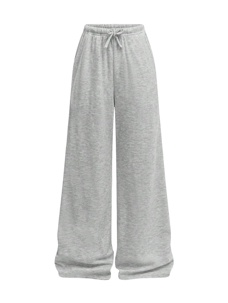 RoseSeek Girl's Wide Leg Baggy Sweatpants Sports Elastic Waist Long Track Pants Trousers with Pockets Light Grey 12Y