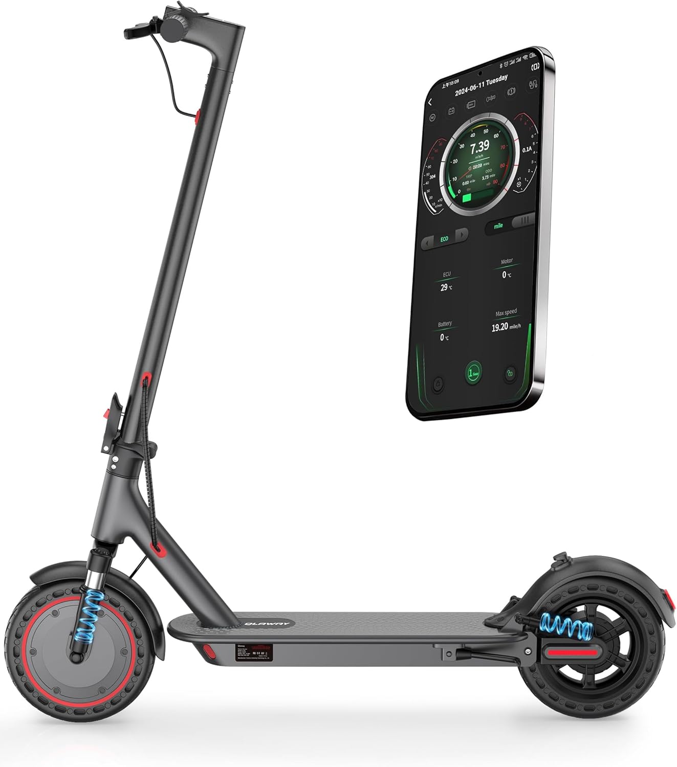 Qlaway Electric Scooter - Powerful 350W/500W Motor, 16-22 Miles Range, Dual Braking & Suspension | Portable Folding Design