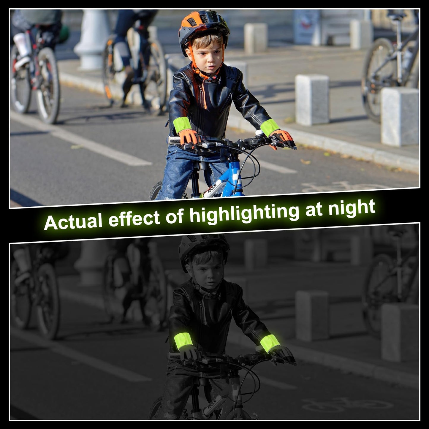 PATIKIL 22cm Reflective Bands, 12pcs Reflective Arm Bands Straps Wrist Reflective Running Gear Safety Reflective Straps Bracelets High Visibility for Night Walking Bicycle, Green