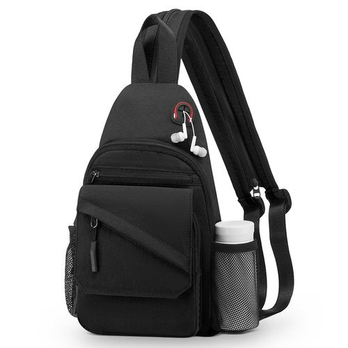 Convgo Crossbody Bag Casual Sling Bag for Men, Convertible Backpack, 3-in-1 Anti-Theft Shoulder Bag Trendy Daypack for Travel,Large, Black