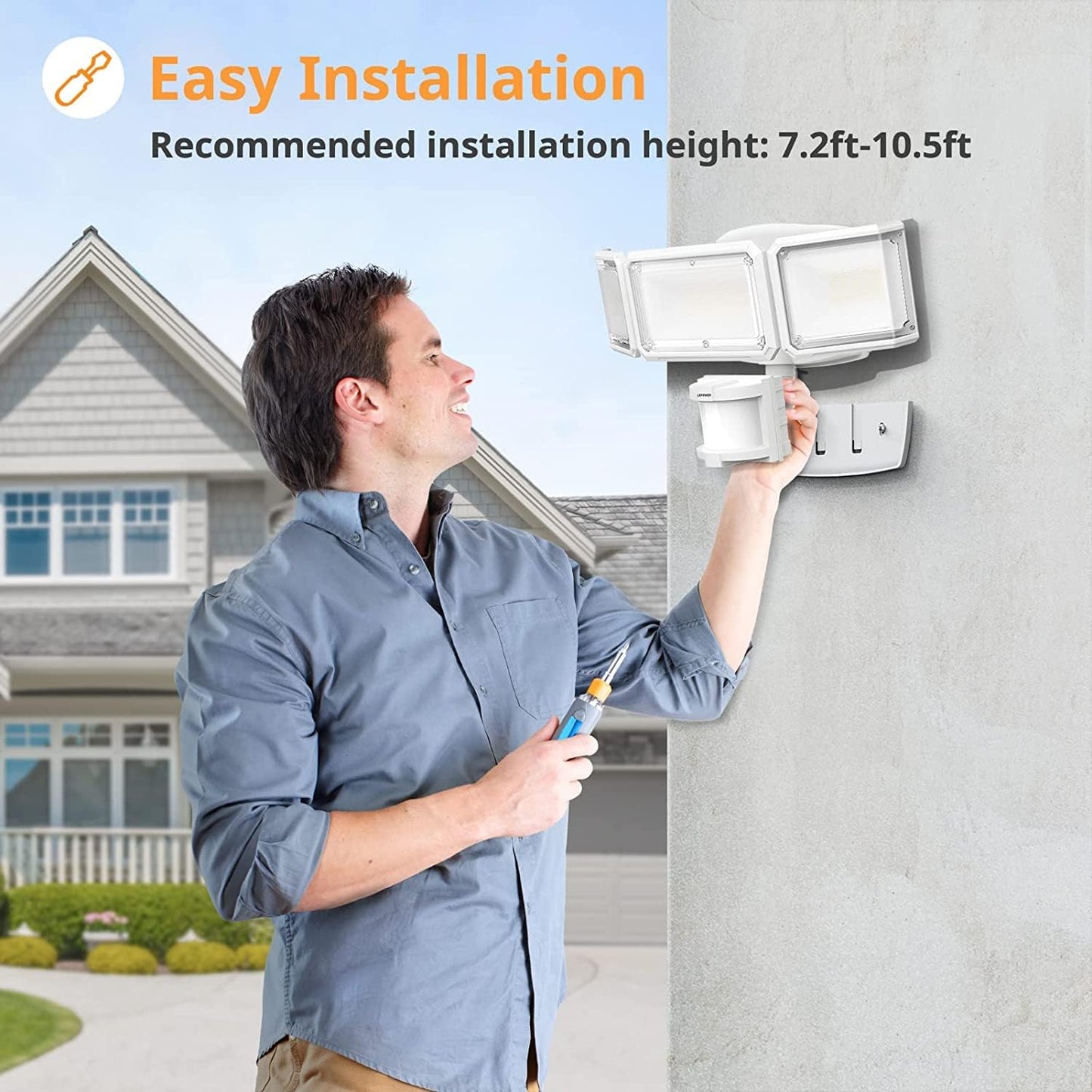 1500LM Battery Powered LED Flood Light with Motion Sensor - Waterproof Security Light for Garage, Yard & Porch