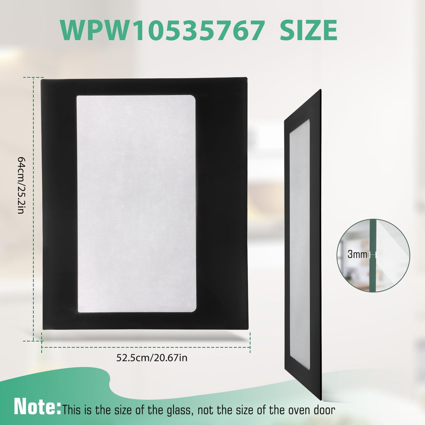 W10535767 WPW10535767 Range Oven Door Glass Compatible With Amana whirlpool Gas Range Inner Door Glass,25.2" W x 20.67" L,Replacement WFG505M0BW0 WFG320M0BW0 AGR5330BAB0 VRGW3162RB0