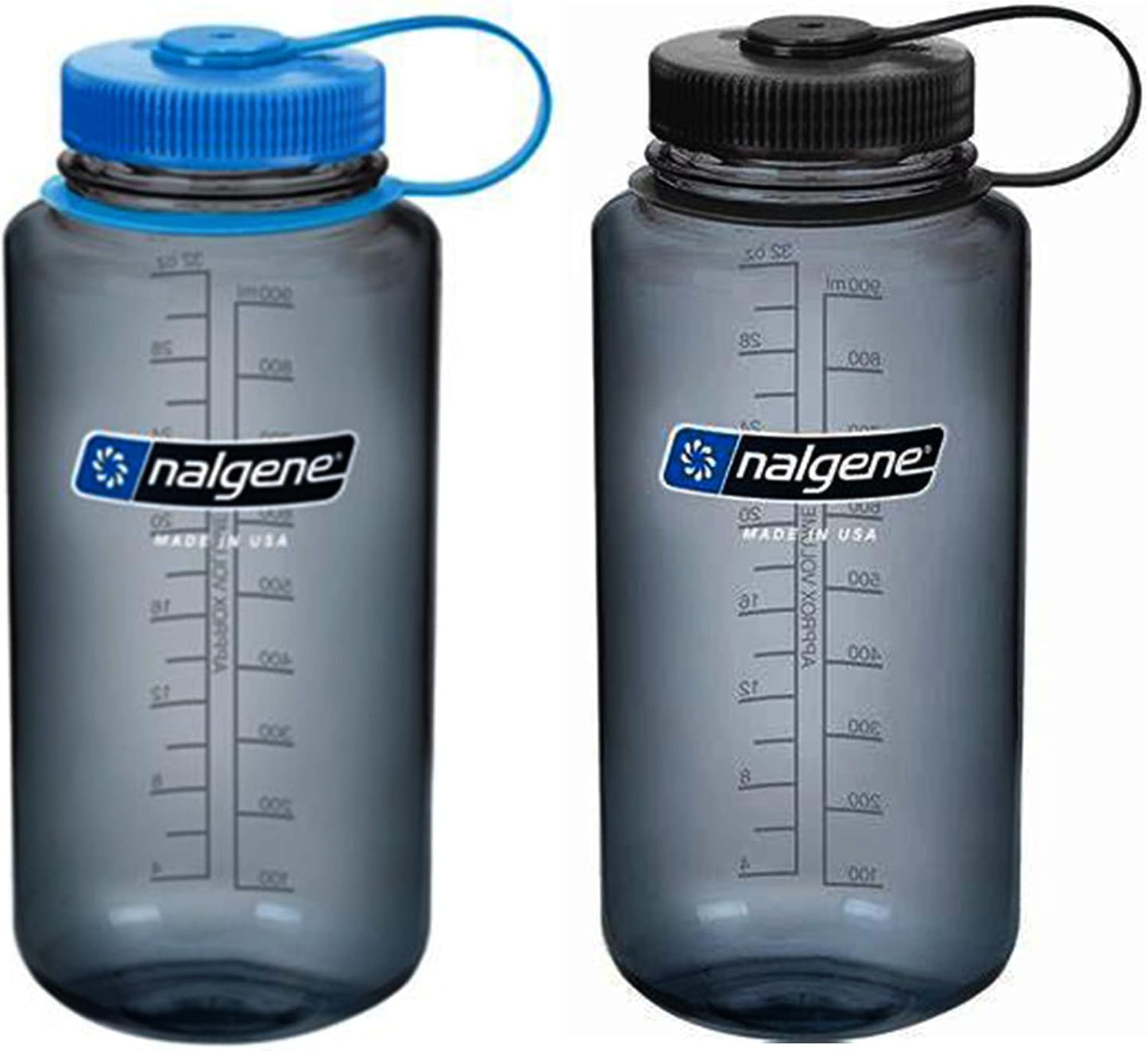 Nalgene Sustain Tritan 32 oz Wide Mouth Water Bottle - BPA-Free, Blue & Gray | 2 Pack