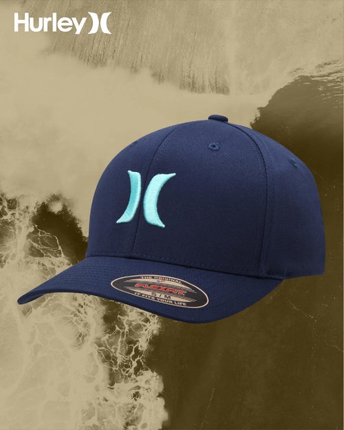 Hurley Mens Baseball Cap - Flexfit Fitted Baseball Caps for Men (Sizes: S-XL), Size Large-X-Large, Mystic Navy