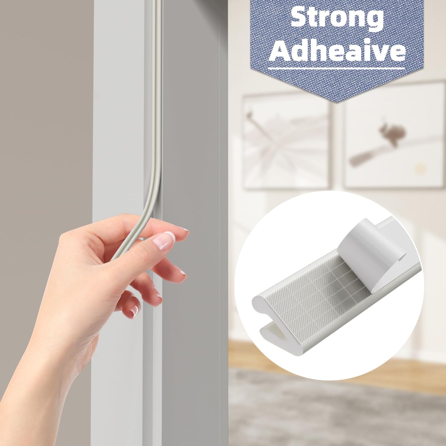 Foam Weather Stripping Door Seal Strip, V Shape Self-Adhesive Backing Door Weatherstripping for Door Frame Insulation Small Gap,Anti-Collision Soundproof Windproof Dustproof Tape（19.7Feet,White）