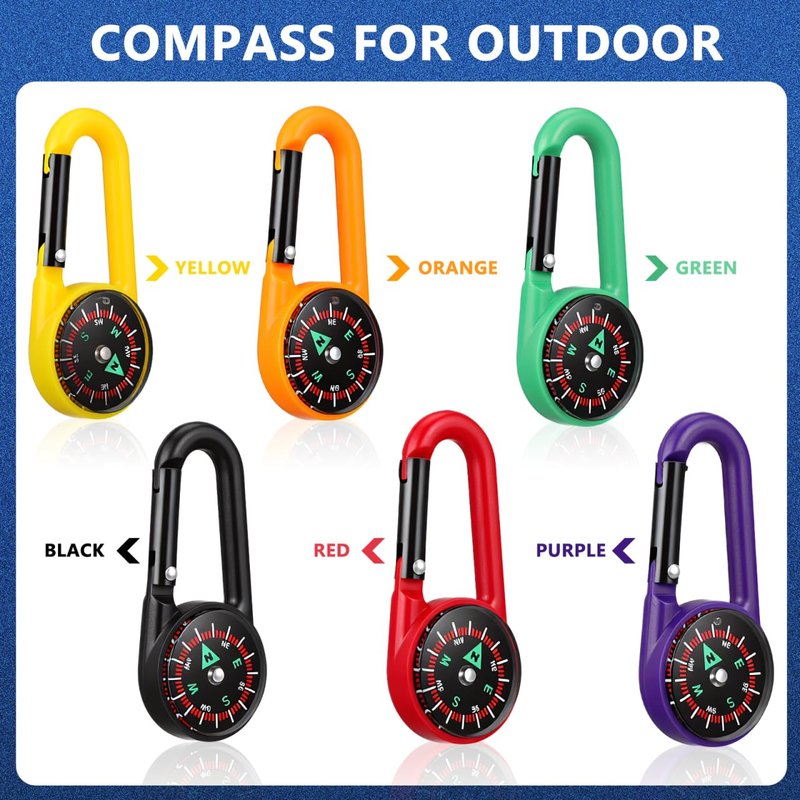STOBOK 24pcs Keychain Compass Metal Carabiner Compass Small Pocket Clip On Compass Portable Mini Compass Keychain for Outdoor Hiking Camping Emergency Backpacking