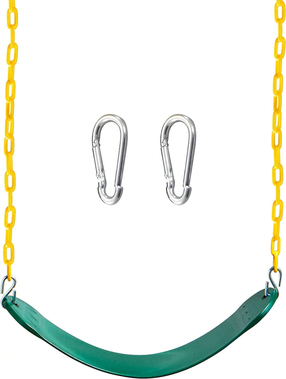 TURFEE Heavy Duty Swing Seat - Green Color with 66” Chain & Snap Hooks for Kids Outdoor Play