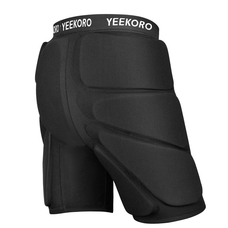YEEKORO 3D Protective Padded Shorts for Snowboard, Ski and Skate, Protection Pads for Tailbone, Hip, and Butt, Crash Pad Impact Gear (M) Black