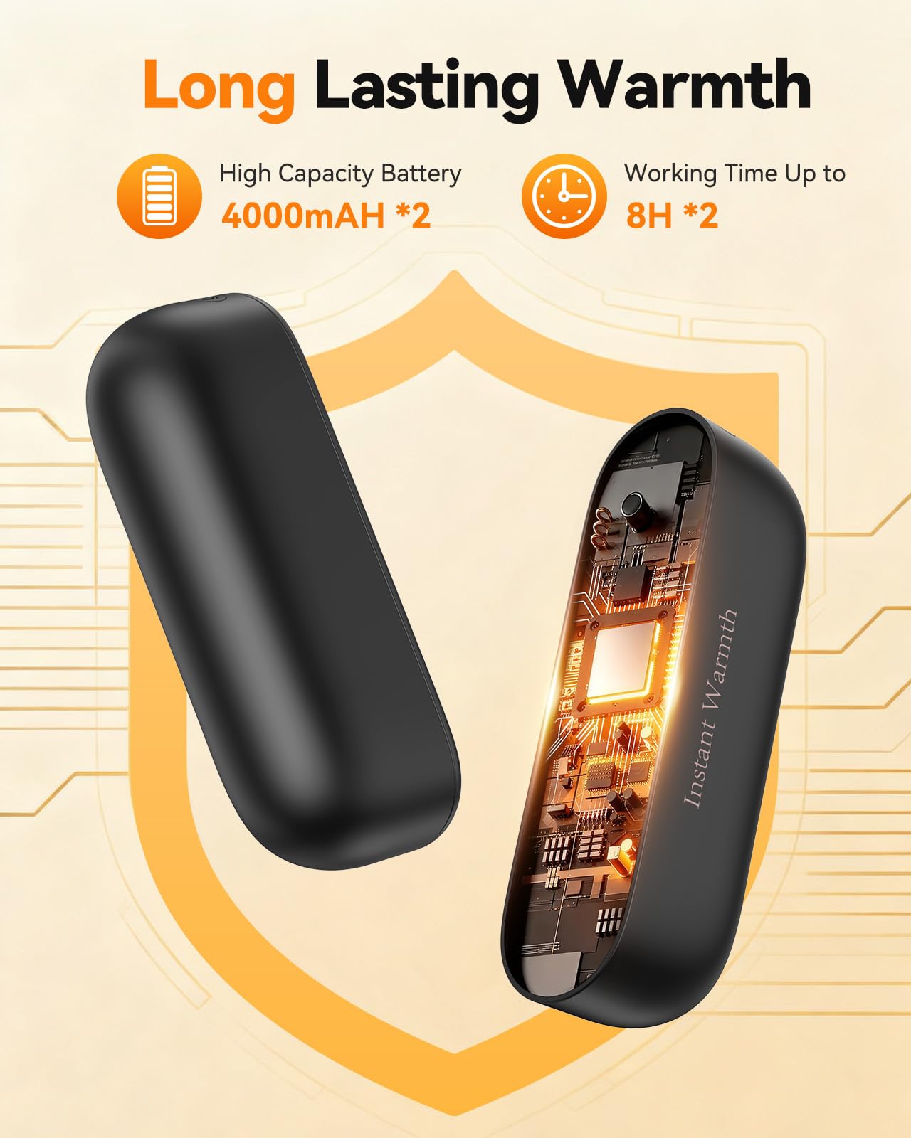 2 in 1 Hand Warmers Rechargeable, Magnetic Electric Hand Warmer 8000mAh USB-C, 3 Heat Levels up to 140°F, Quick Heating Portable Hand Warmers, Gifts for Raynaud’s, Golf, Camping, Outdoor Use(Black)