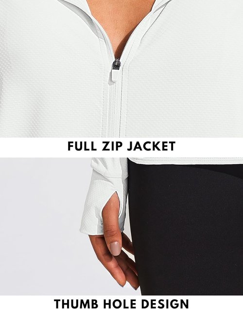 COOrun Women's Lightweight UPF 50+ Sun Protection Golf Jacket - Full Zip, Long Sleeve, Pockets