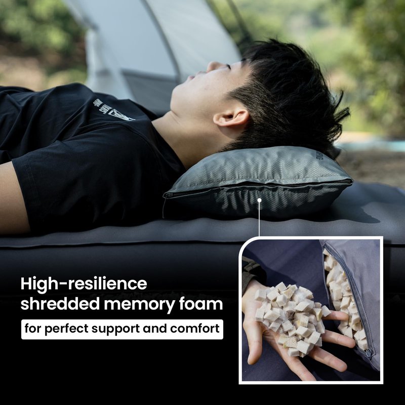 ONETIGRIS Wilddream Camping Pillow, Shredded Small Memory Foam Pillow, Compact, Easy Clean, Comfortable for Backpacking, Travel, and Car Trips, 4 Season Use