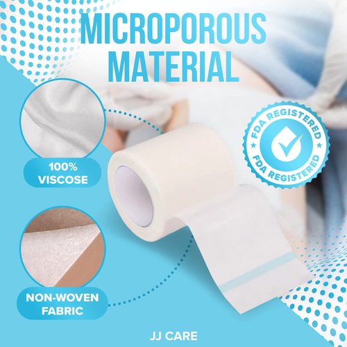 JJ CARE Micropore Tape [Pack of 8], 2” x 10 Yards, Breathable Paper Tape Medical Use, Latex-Free Paper Surgical Tape, Individually Boxed Paper Bandage Tape Rolls