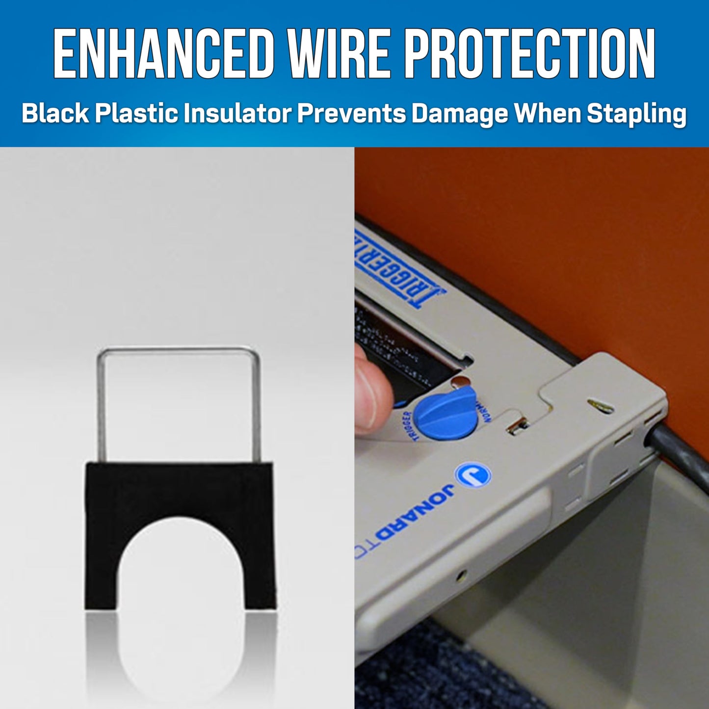 Jonard Tools STG-1456I TriggerTack 1/4" x 5/16" Insulated Cable Staples - Fits Cables Up to 5/16" (8 mm) Diameter, Corrosion-Resistant Steel for Coax, Ethernet, CAT5/CAT6-300 Pack