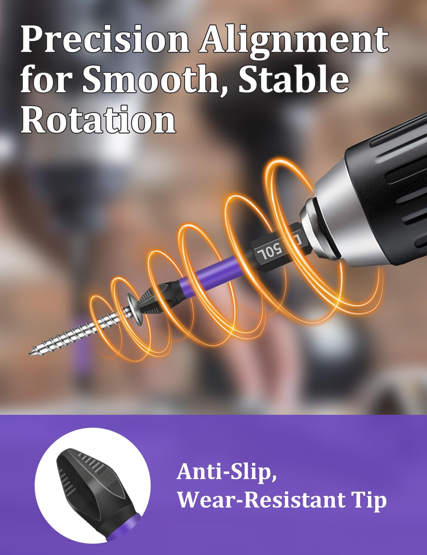 Tomorotec 11PCS Magnetic Phillips Screwdriver Drill Bit Set #2 - Anti-Slip, Shock-Absorbent, Compatible with Impact & Electric Screwdrivers (Purple)