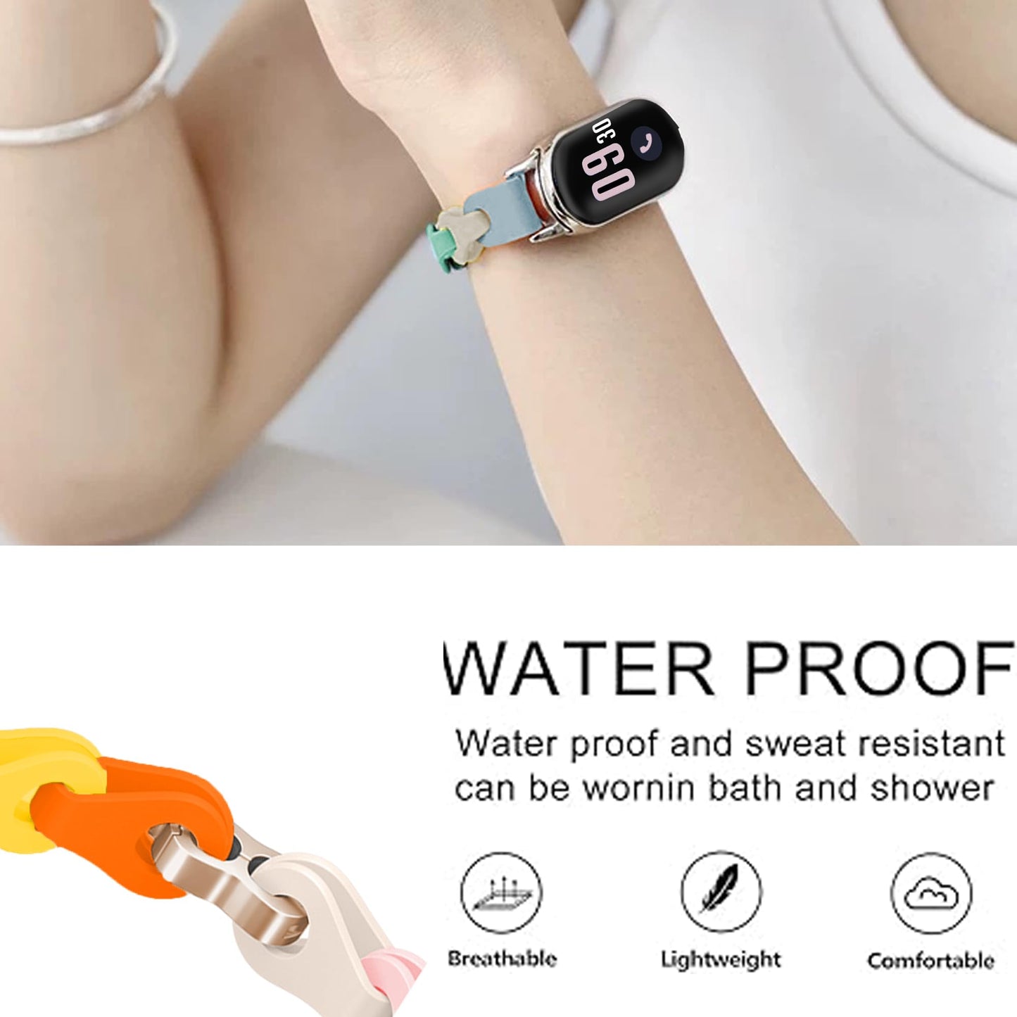 Lamshaw 22mm Elastic Silicone Hollowed Out Replacement Straps Compatible for IDW13, IDW16, IDW17, IDW19, IDW20, IDW21, IDW23, IDW25, IDW26 Watch (22mm size band, Multicolor)