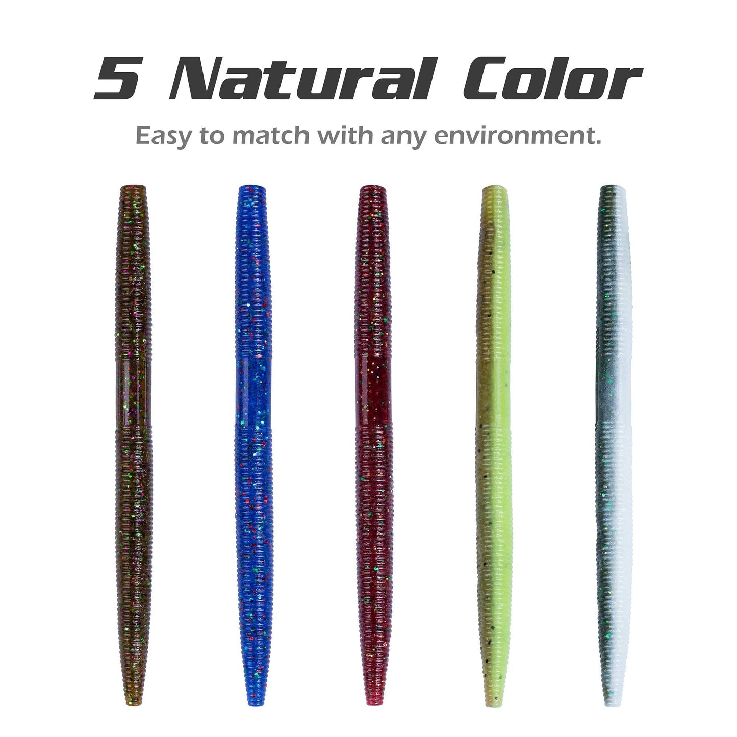 Bombrooster Rubber Worms Senkos 4" 5" Salt Impreatation Soft Plastic Lures Kit Bass Fishing