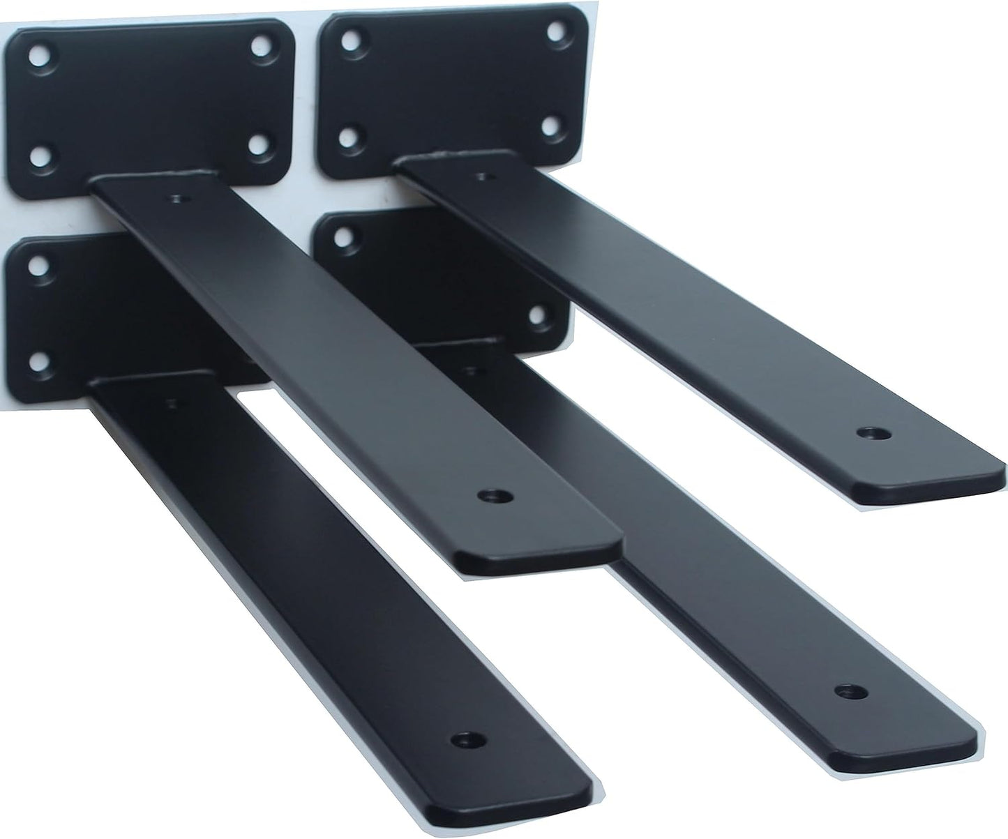 10-Inch Black Iron Floating Shelf Brackets - 12 Pack Rustic Industrial Support