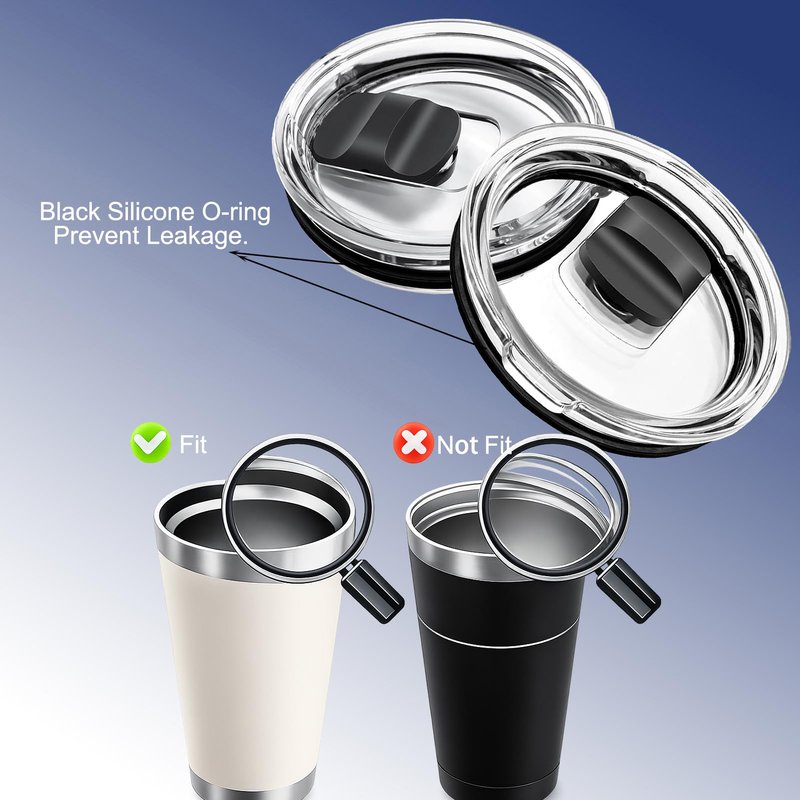AZJCKEW 4 Pack Tumbler Lids Compatible with 20oz Yeti Rambler, 16oz Pints, 10oz/24oz Mugs, 10oz Lowball – Spill Proof Magnetic Slider Lid Replacement, Clear BPA-Free Cup Cover