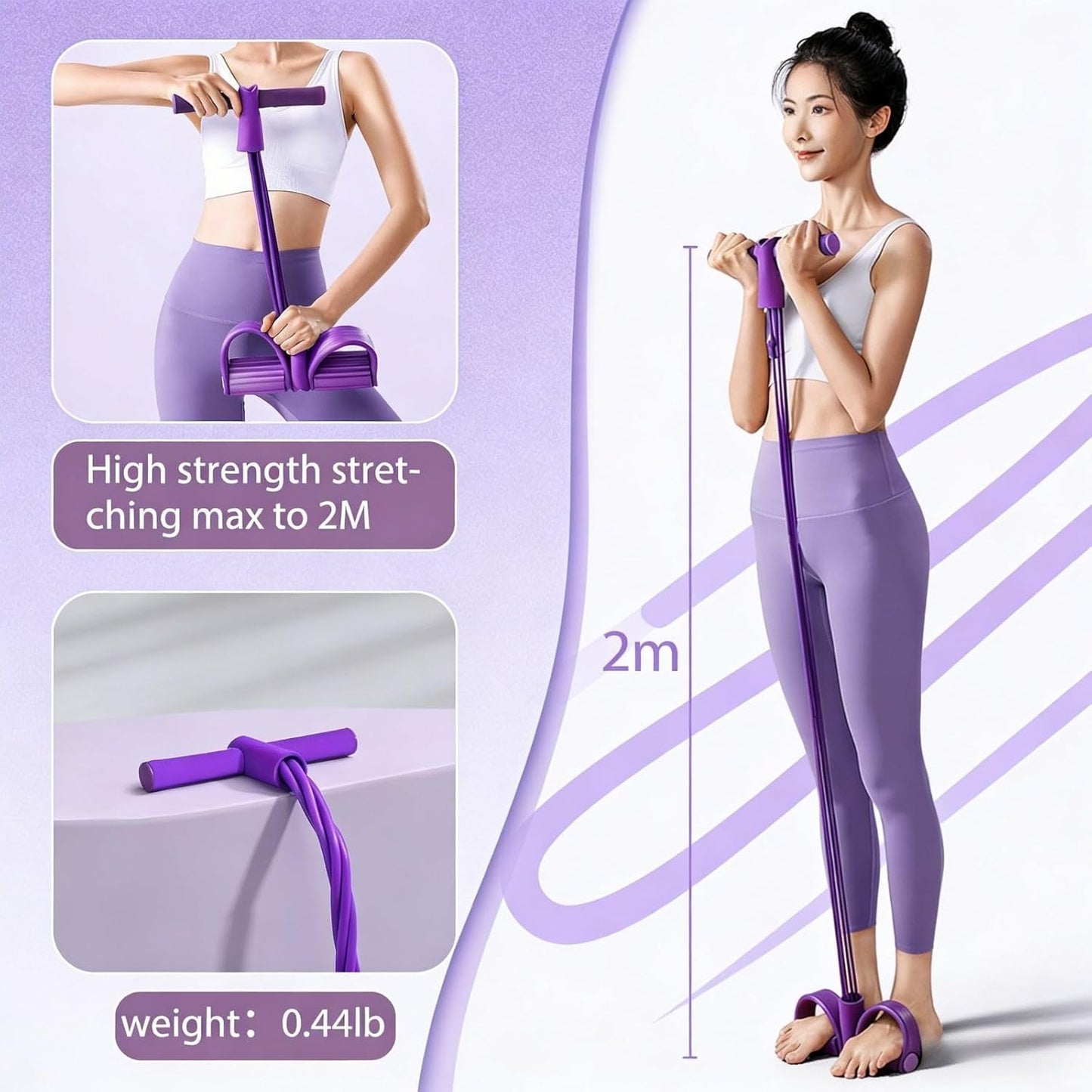 Pedal Resistance Bands - Multifunction Fitness Training with 6 Tubes | Natural Rubber for Strength & Slimming