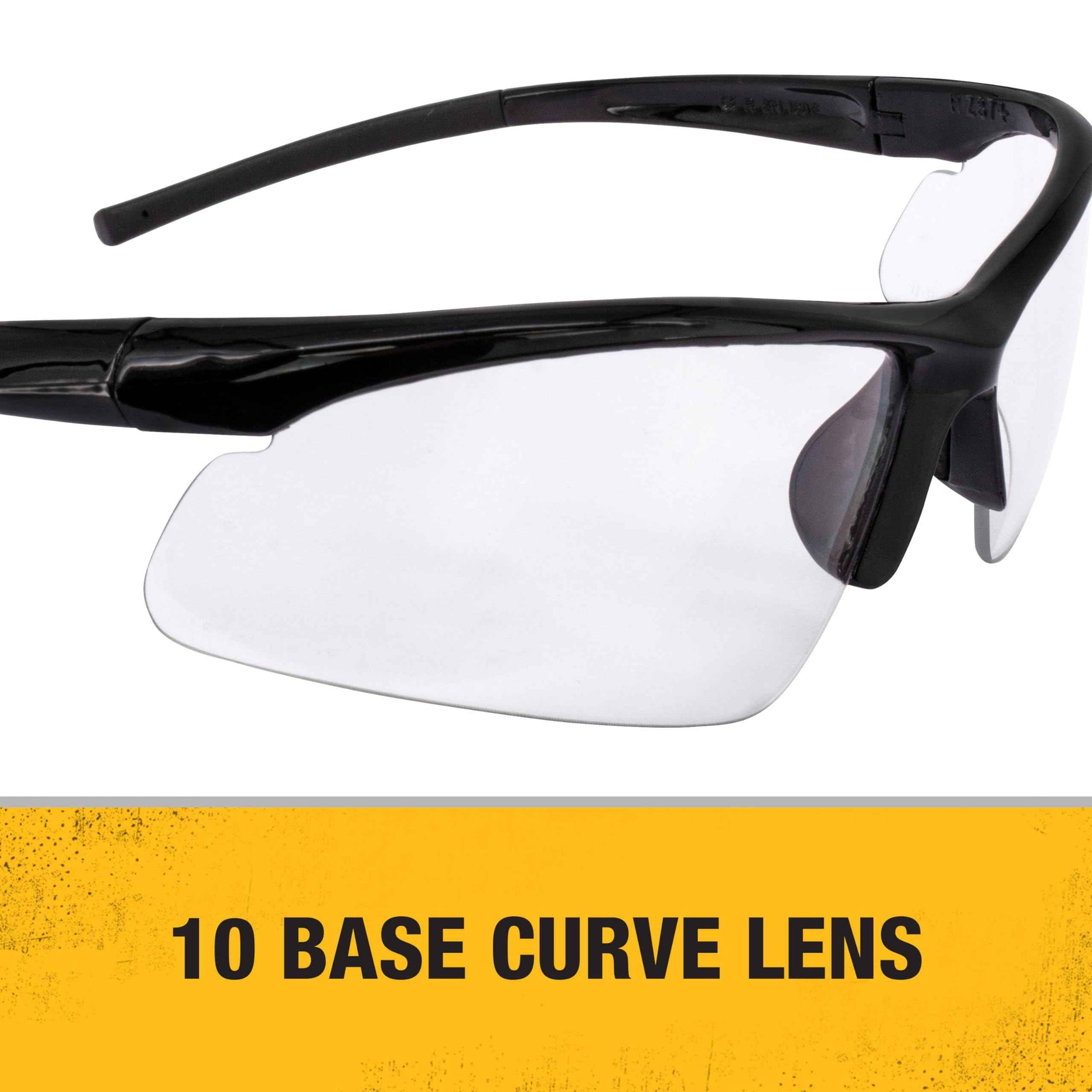 DEWALT DPG51 Radius Unisex Half Frame Protective Eyewear, Black Frame Clear Lens - 4 Pack