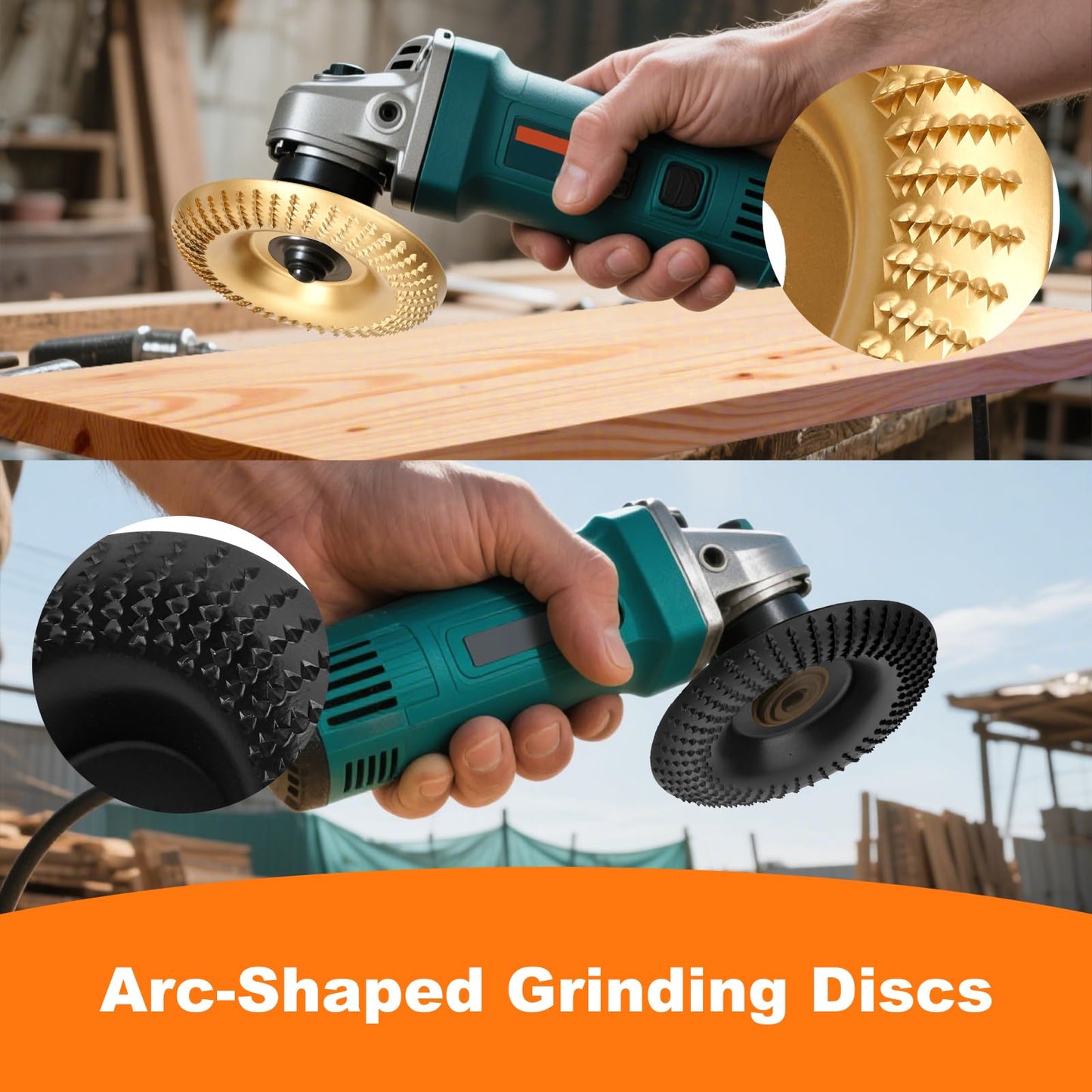 5Pcs Angle Grinder Wood Carving Disc, 4" Angle Grinder Attachments, Stump Grinder Tool Grinding Wheel Cutting Disc