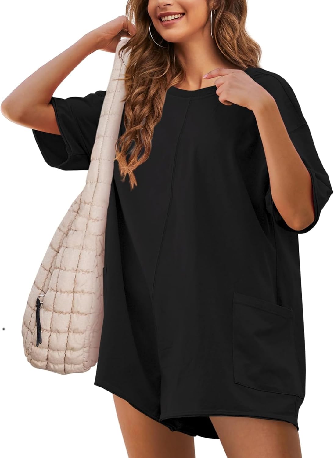 Skiennix Women's Athletic Romper - Casual Oversized Jumpsuit for Workouts | Hot Shot Tee Design