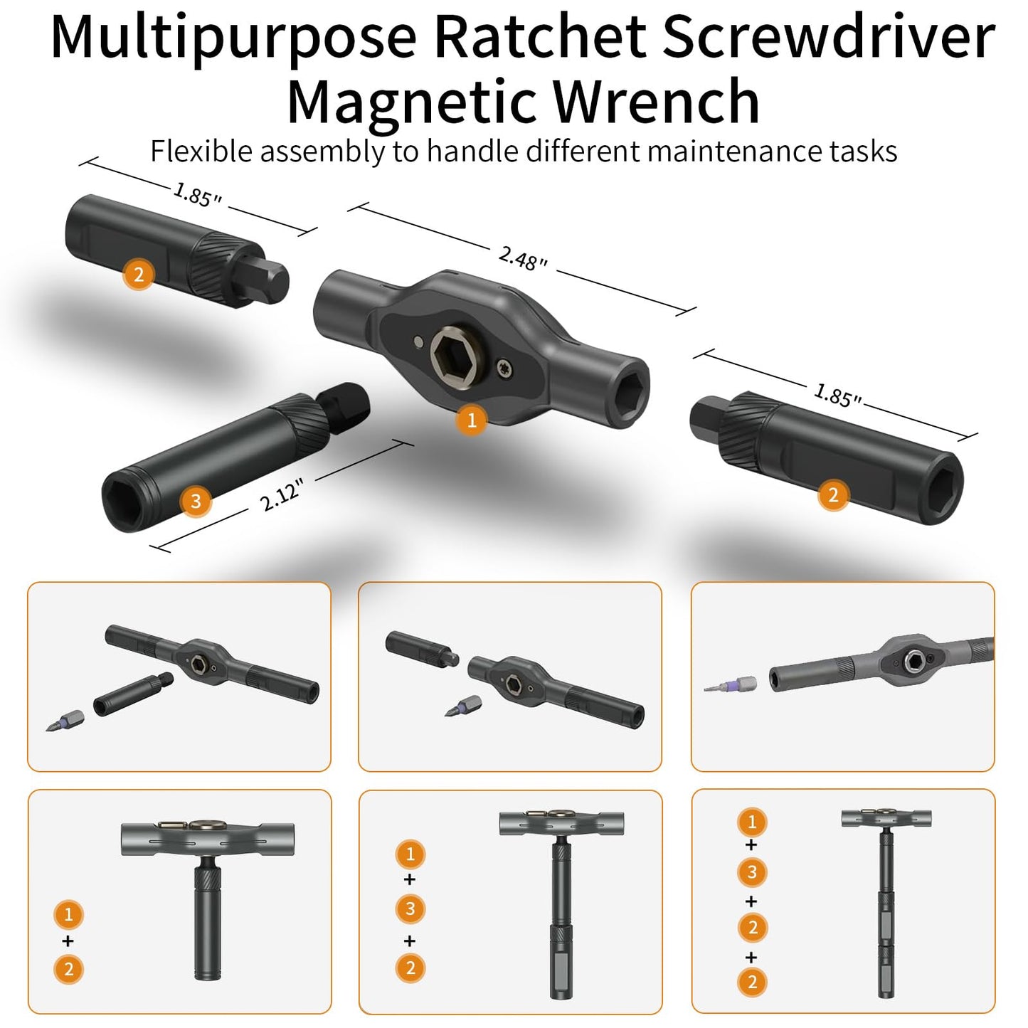 24 in 1 Magnetic Ratchet Screwdriver Set, Multi Bit DIY Magnetic Screwdriver Set with Detachable Ratchet Handle, Portable Precision Repair Tool Kit for Furniture, Electronics, Bicycle