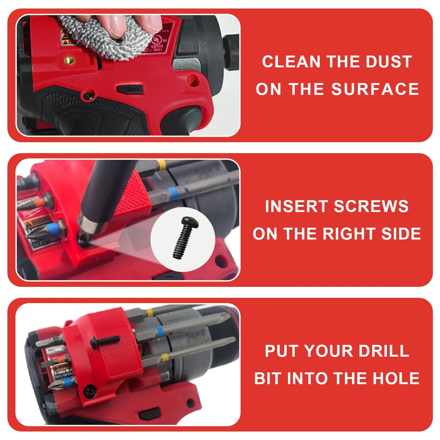 Naerza Magnetic Bit Holder for Milwaukee M12 GEN3 Impact Driver - Effortless Installation, Premium Craftsmanship, Ultra-Durable, Drill Bit Holder With One Screw