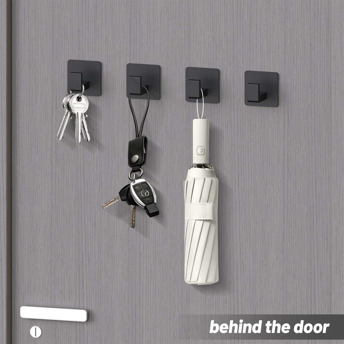 Fadroky Towel Hooks for Bathroom Adhesive, 4 Pack Matte Black Bathroom Hooks for Towels - Heavy Duty rustproof Towel Hook, sus304 Stainless Steel Adhesive Towel Hooks, Wall Mounted Shower Hooks