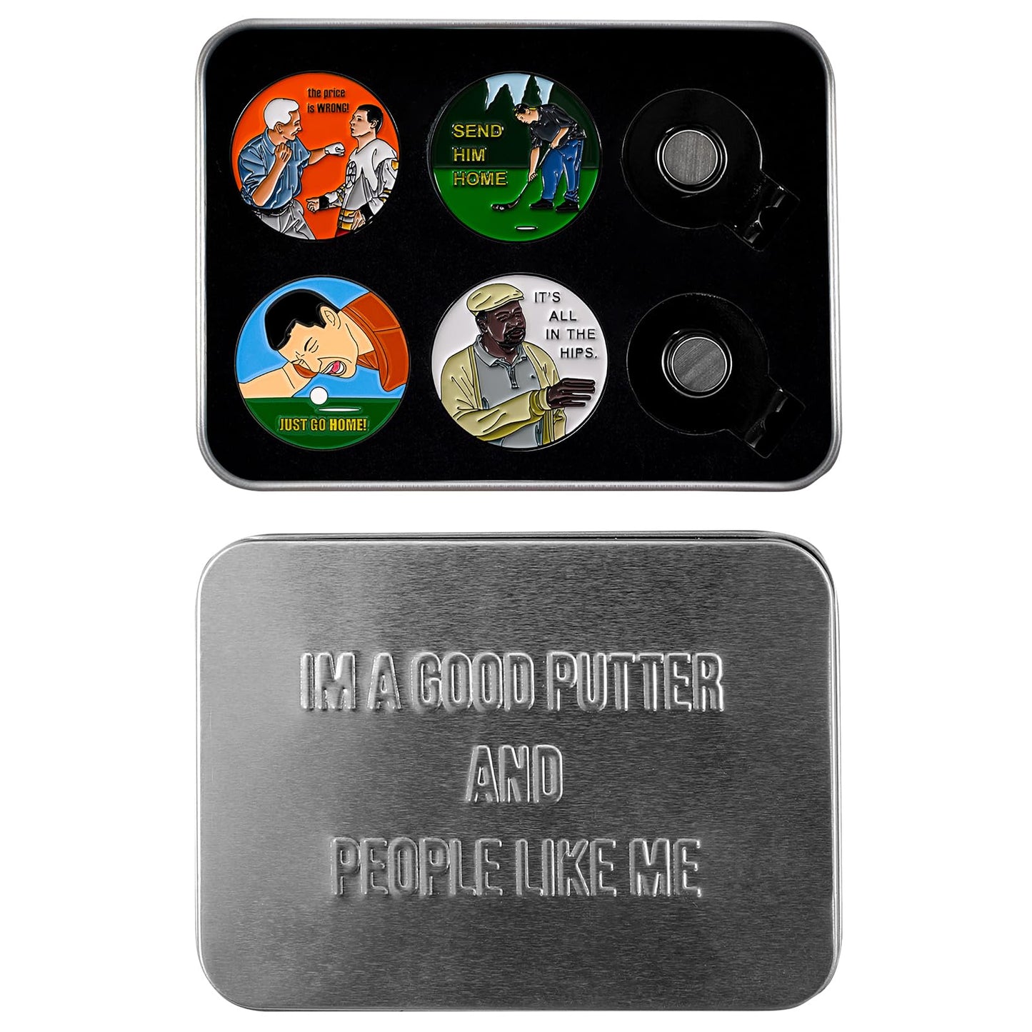 SPORTY BUFF Golf Ball Markers Gift Set - Funny Golf Gifts for Men and Women Golfers (Happy)