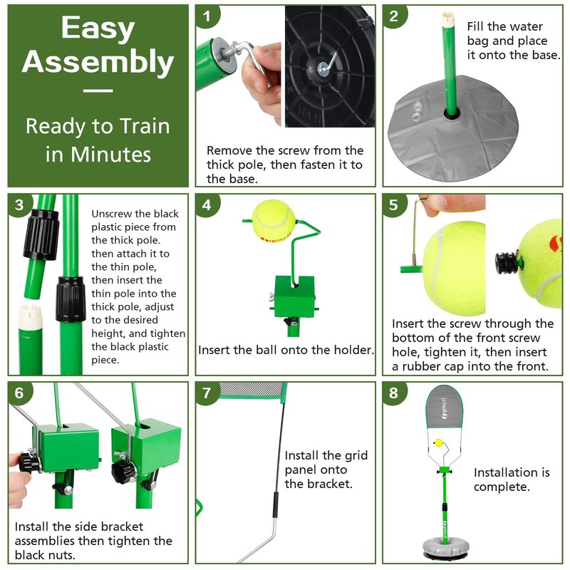 Orbace Tennis Trainer | Portable Tennis Practice Equipment for All Levels – Real Topspin Training Aid • Adjustable Height & Angle – Pro Tennis Buddy