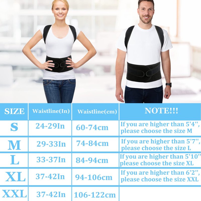 PAZAPO Posture Corrector for Men and Women - Back Brace Full Back Support Straightener for Hunchback - Upper and Lower Lumbar to Relieve,X-Large(37-42 Inches)