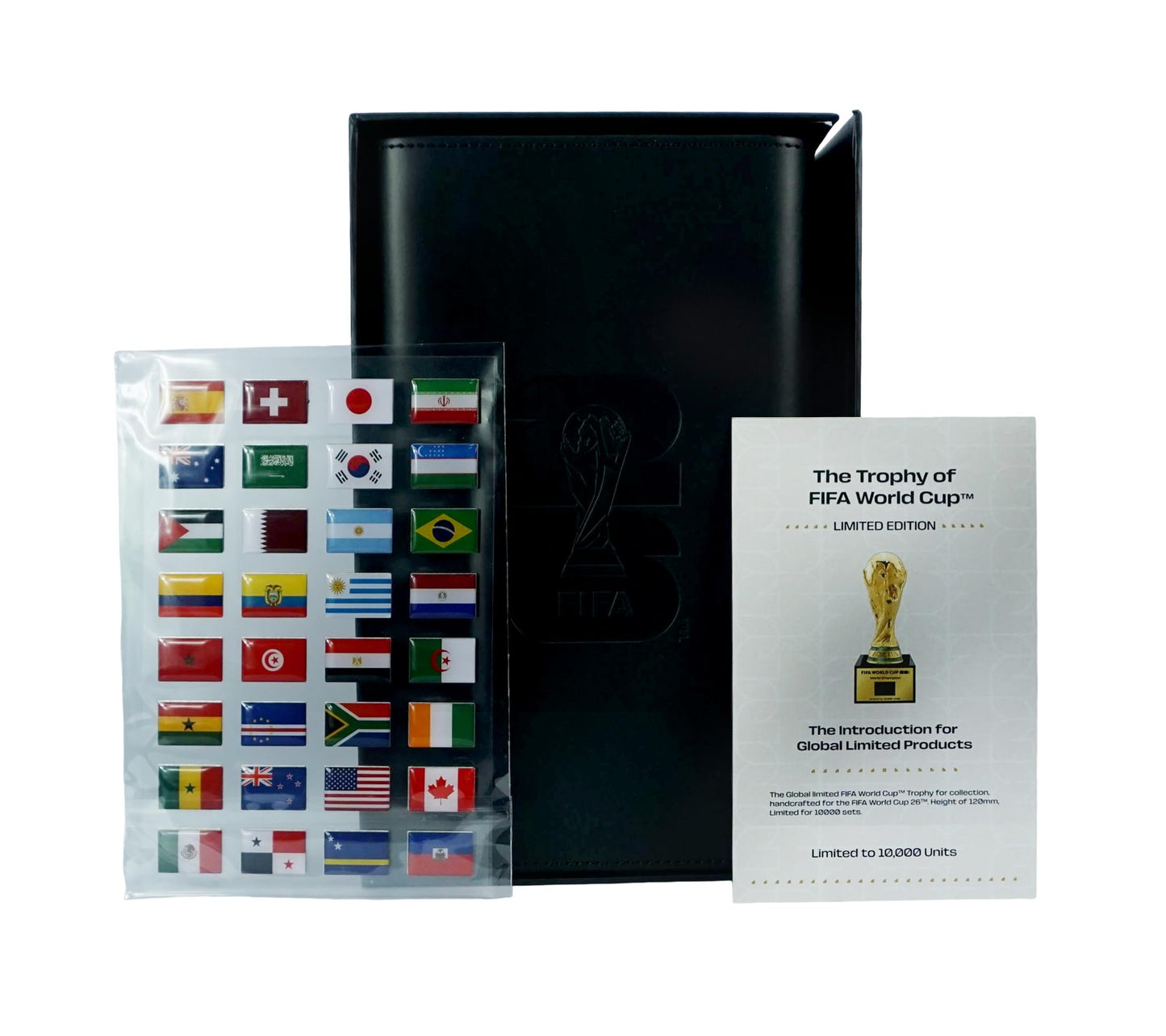 Officially Licensed FIFA World Cup 2026 3D Trophy Replica with DIY Champion Flag – Luxury Wood & Leather Display Box Featuring 16 Host Cities Map – Limited Edition (10,000 Globally)