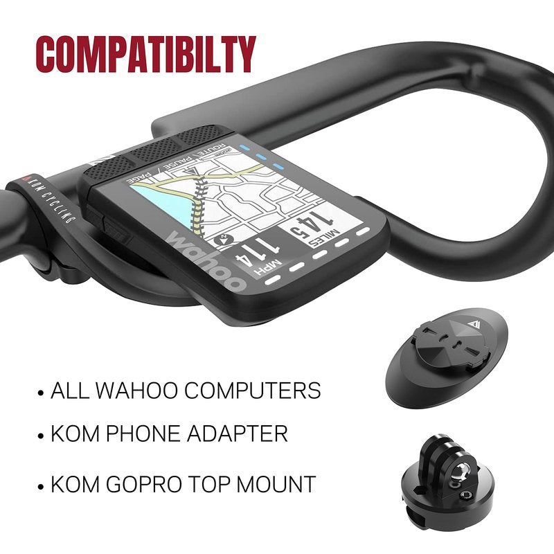 KOM Cycling Wahoo Elemnt Mount Compatible with Multiple Wahoo Computers Including The Wahoo Elemnt Bolt, Elemnt Roam, Elemnt Mini, and Elemnt - Multiple Colors 24g Out Front Computer Mount White