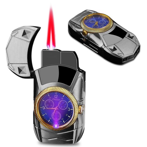 Torch Lighter, Cool Sports Car Lighter - Premium Metal Windproof Adjustable Red Flame, Refillable Butane Gas Lighter for Outdoor Indoor (Without Butane), Ideal Gift for Men & Women-Black