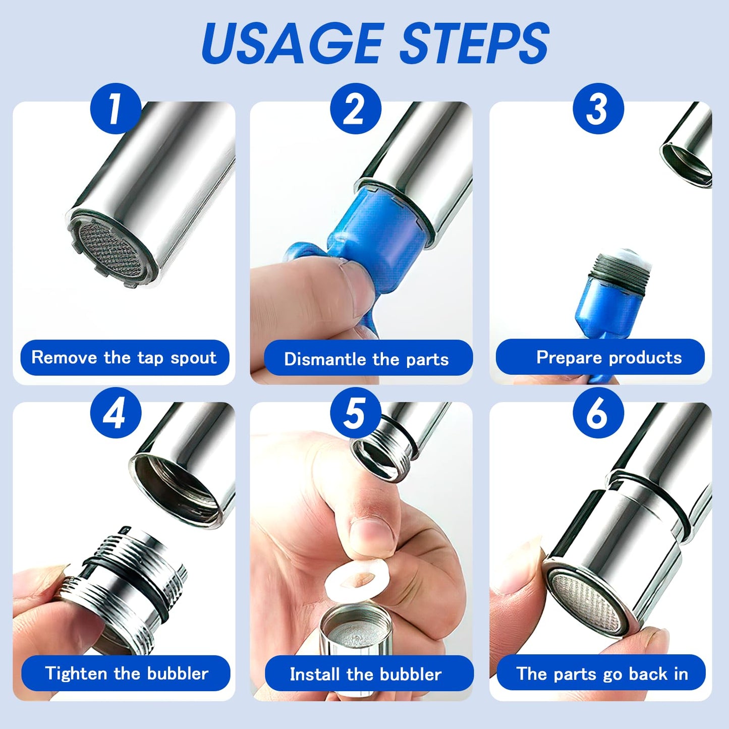 TNJPSEK Faucet Air Aerator Replacement Removal Tools for Moen, Water Cache Saving Flow Restrictor Compatibility System, Universal Aerator Set for Kitchen & Bathroom Sinks (16.5/18.5/21.5/24mm)