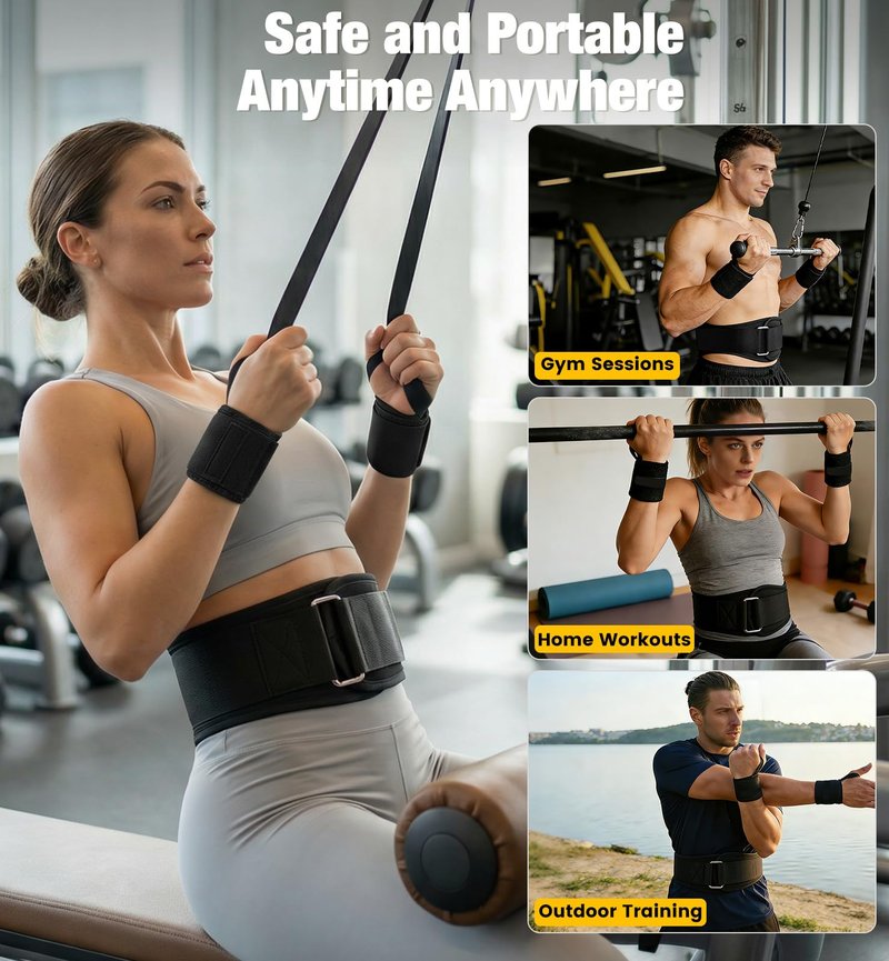 Weightlifting Belt & Wrist Wraps Combo - Auto-Lock Weight Lifting Belt 6.5" Back Support with 0.4" Foam, Adjustable Wrist Wraps for Weightlifting - for Men & Women Beginners & Pros (Black, M)