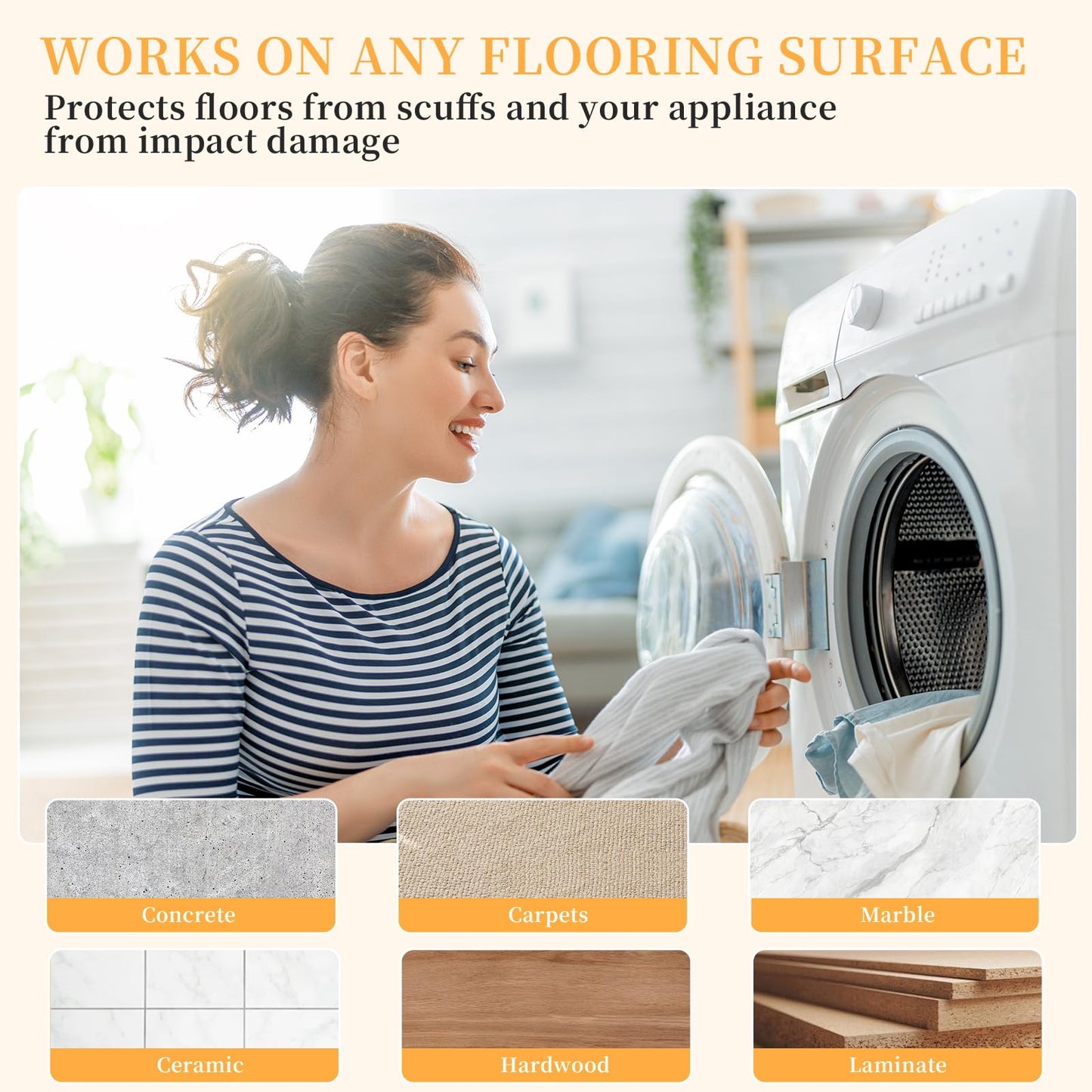 4 Pack Anti Vibration Pad for Washing Machine, Washer and Dryer Pedestals for Shock and Noise Cancelling Support 1000 lbs, Natural Rubber Dryer Foot Pads Protects Laundry Room Floor