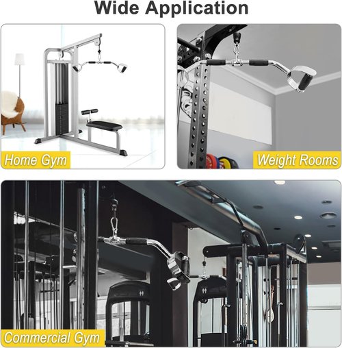 LAT Pulldown Bar - Heavy Duty V-Shaped Cable Machine Attachment with Rubber Handgrips for Home Gym