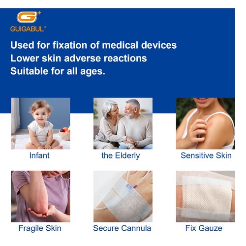 G+ GUIGABUL Silicone Surgical Tape 1" x 4yd (4 Rolls),Medical Tape for Sensitive Skin,Surgical Tape Pain-Free Removal Hypoallergenic Repositionable Adhesive Tape for Dressings,Face,First Aid