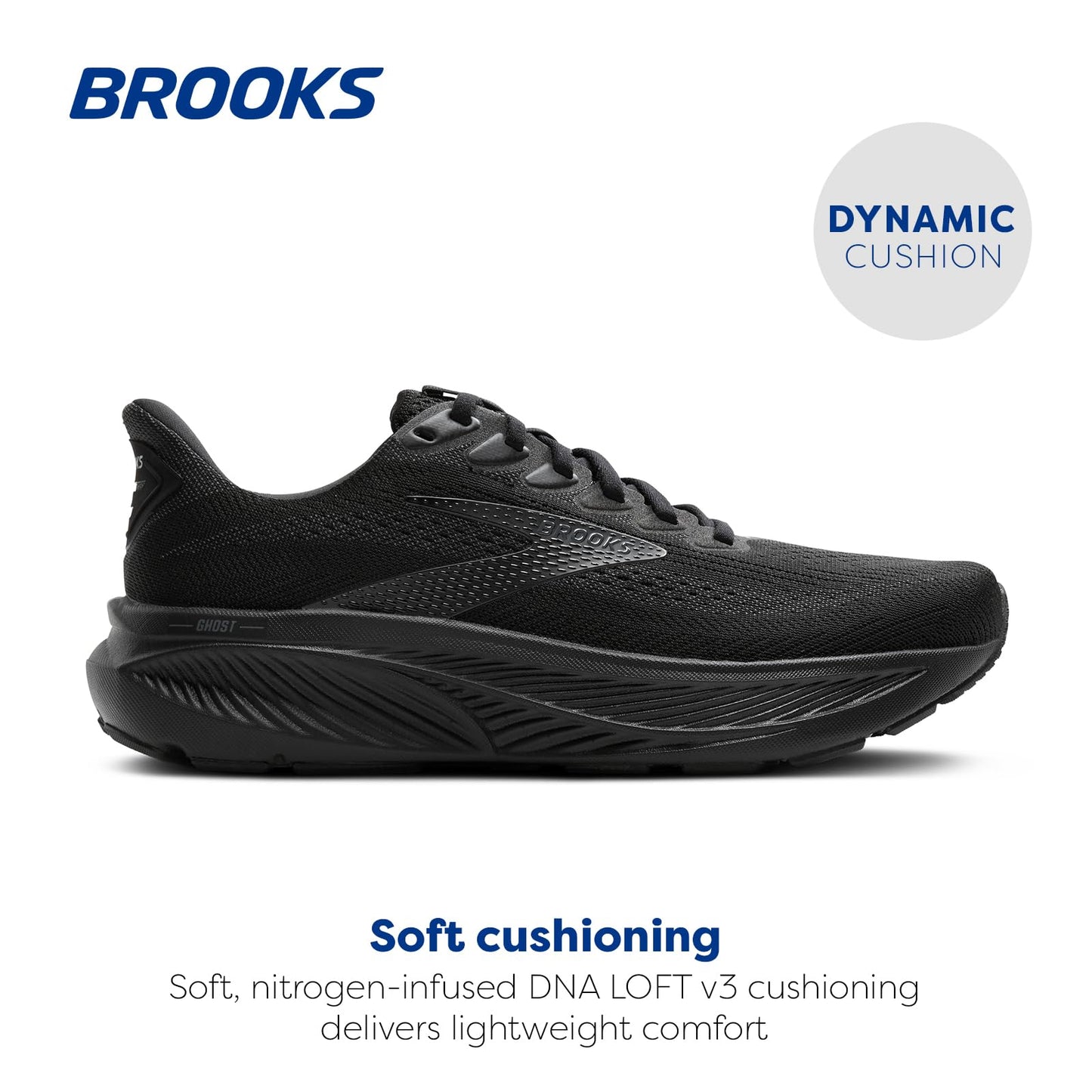 Brooks Womens Ghost 17 Black/Black/Ebony 8.5 Medium