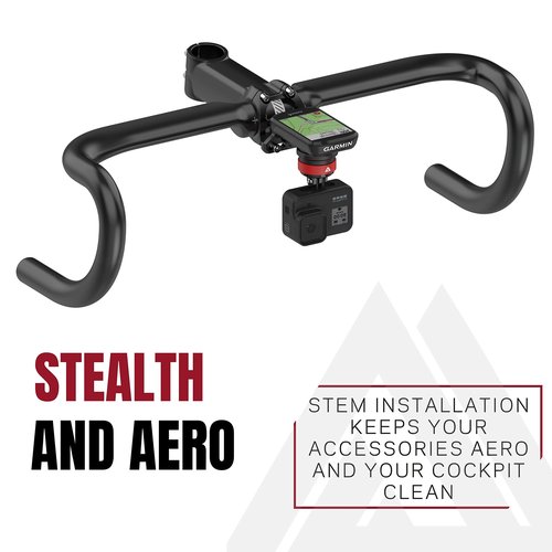 KOM Cycling Quick Release Stem Mount for Wahoo and Garmin Bike Computers (Edge 1040, Elemnt Roam, Elemnt Bolt v2) 1040 Bike Mount Compatible with GoPro Accessories