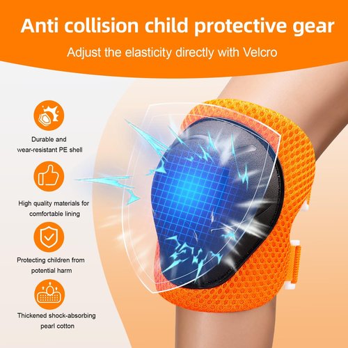 Knee Pads for Kids， Knee Pads and Elbow Pads Set Toddler 3-10 Years Protective Gear Set for Girls Boys with Wrist Guards for Skating Cycling Bike Rollerblading Scooter (Orange, S(3-7years))