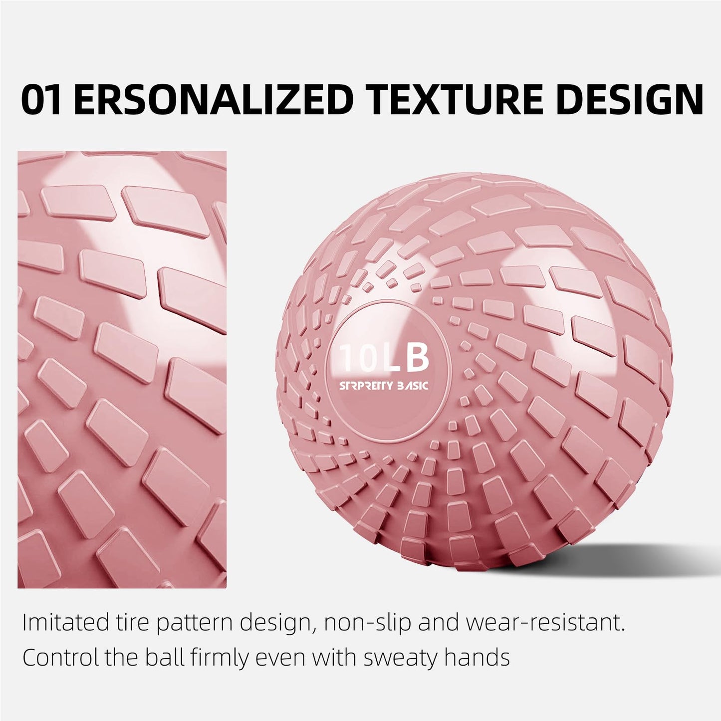 STRPRETTY BASIC Medicine Ball 10 lbs Slam Ball Weighted Balls for Exercise Strength and Crossfit Workout (Dynamic Pink)
