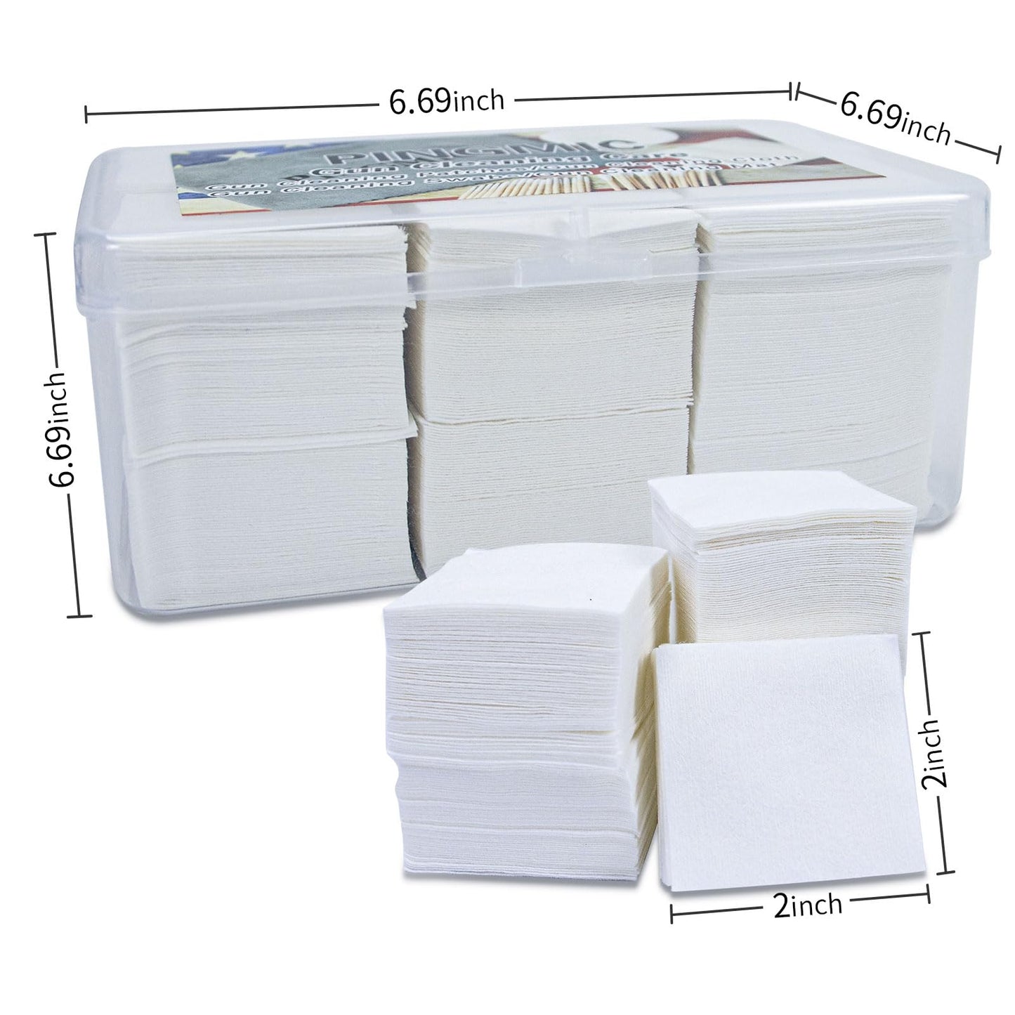 Thick Gun Cleaning Patches 900PCS, Lint Free Cloth with Storage Case, Highly Absorbent Square 2" Patches, Fit for Most Caliber Gun Cleaning Supplies