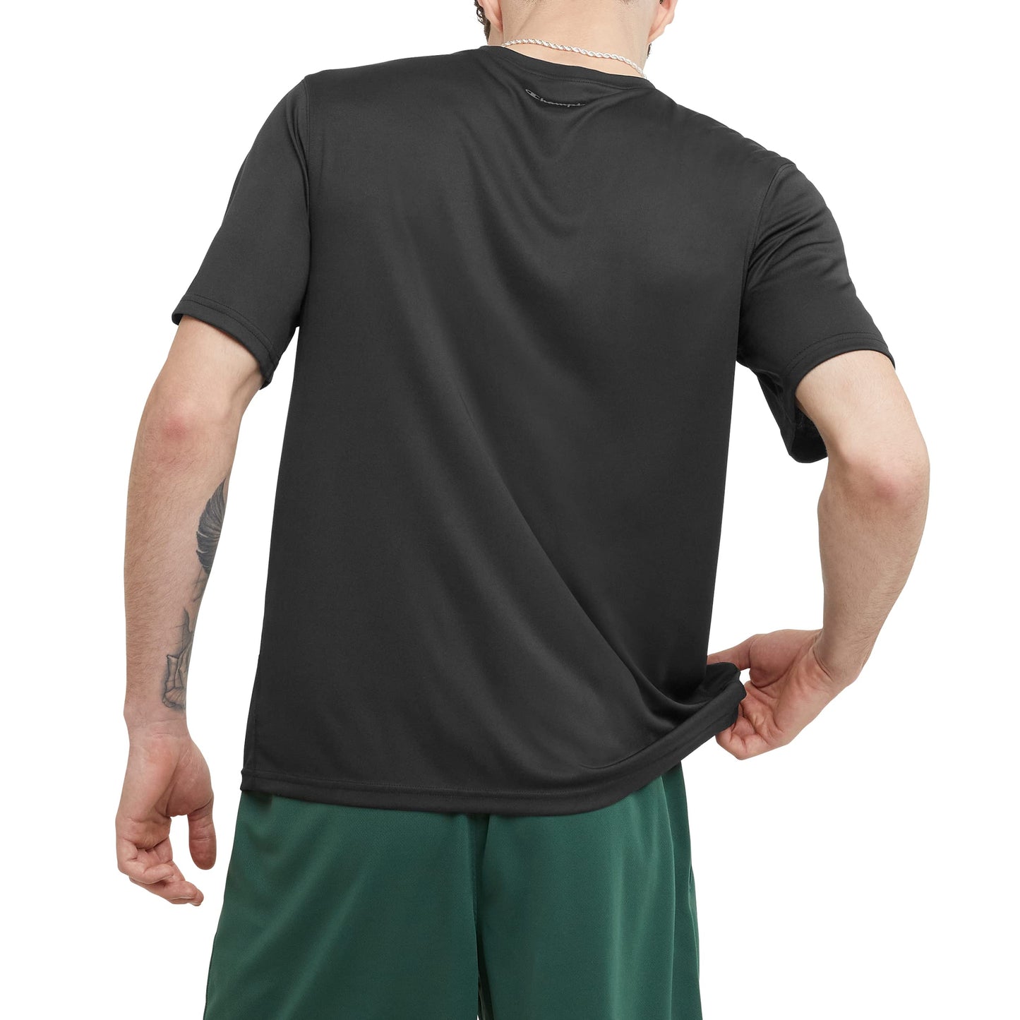 Champion Men’s Athletic T-Shirt – Lightweight, Moisture-Wicking, Anti-Odor, Inclusive Fit (S–4XL), Black, X-Large