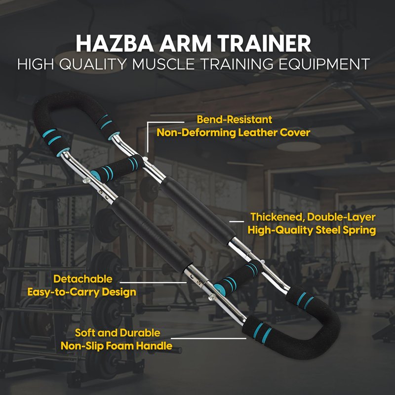 HAZBA Twister Arm Trainer, Adjustable 3 Resistance Levels (20-60 lbs) Chest Workout Equipment, Portable Chest Trainer for Men & Women, Anti-Slip Handles Arm Workout Equipment, Gorilla Bar