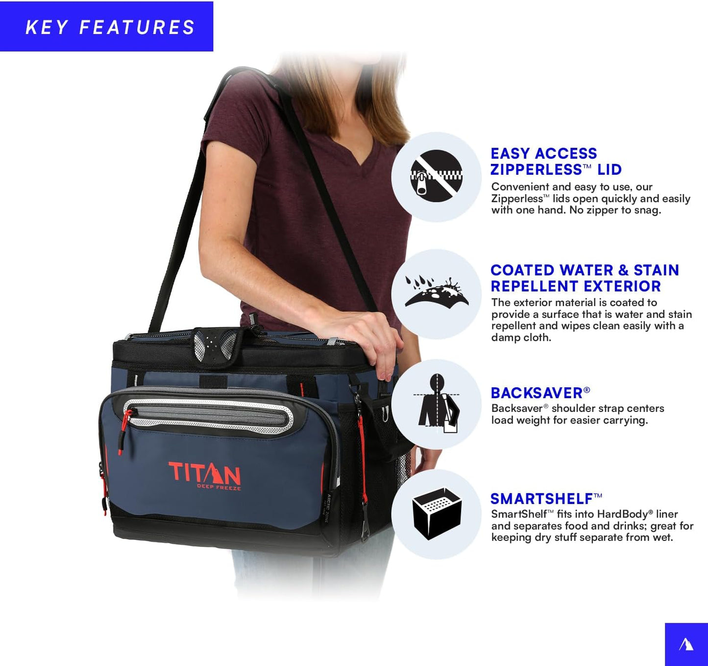 Titan by Arctic Zone Deep Freeze Cooler - Zipperless Hardbody Design with Deep Freeze Insulation | SmartShelf Feature